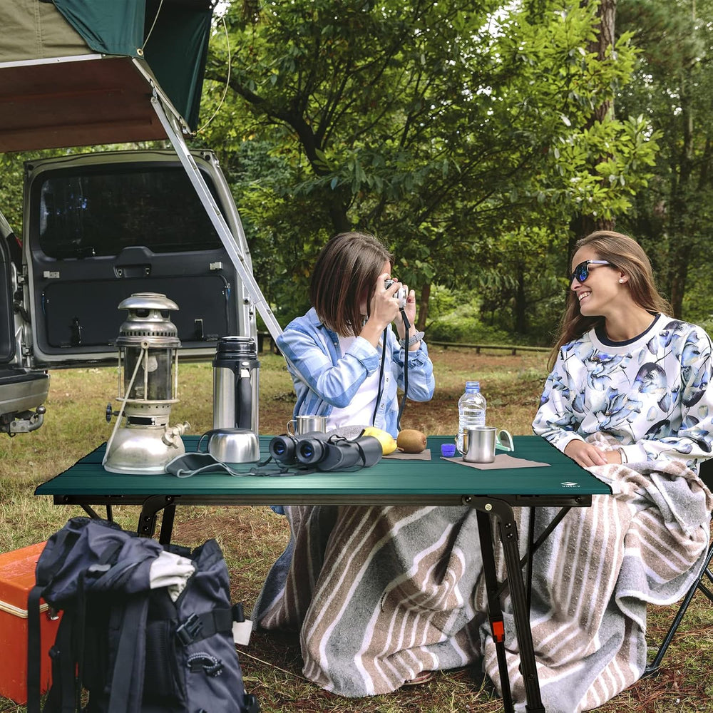 VILLEY Portable Camping Table with Adjustable Legs, Aluminum Folding Table