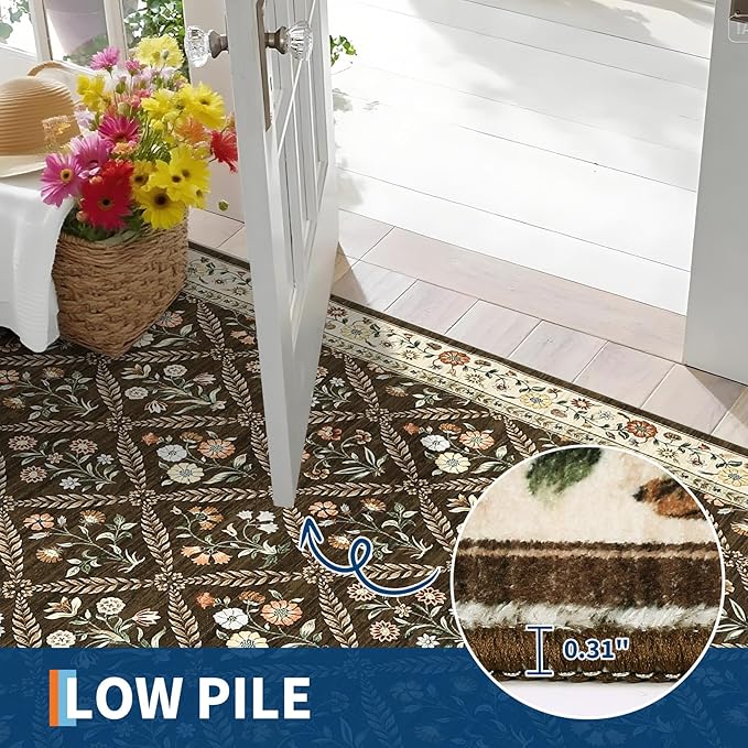 6x9 Machine Washable Area Rugs for Living Room Floral Stain Resistant Soft - Image 7