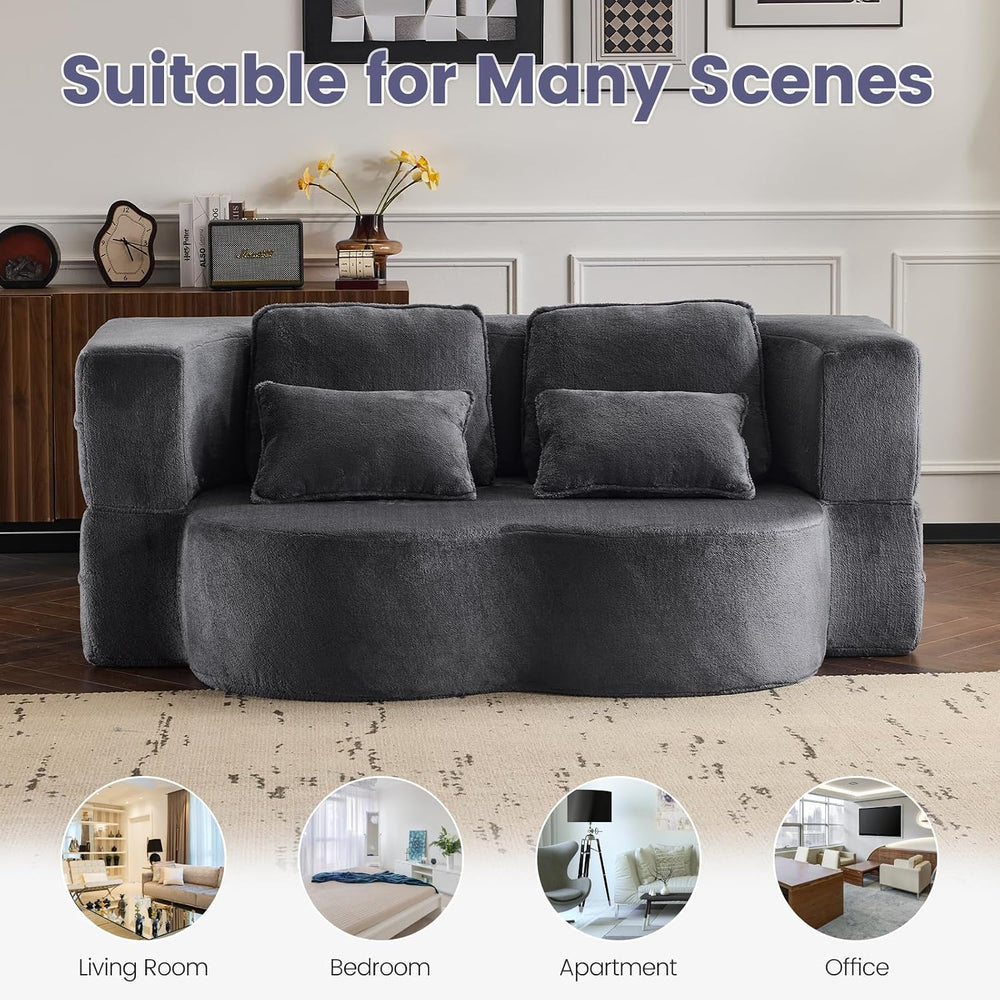 78” Convertible Sofa Bed, Full Size Sleeper Couch, Grey