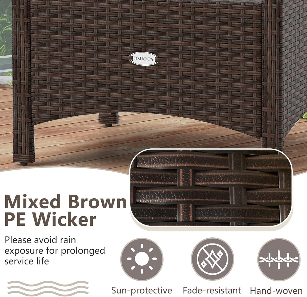 RELAX4LIFE Wicker Outdoor Ottomans for Patio - Set of 2 Rattan Footstools w/R...