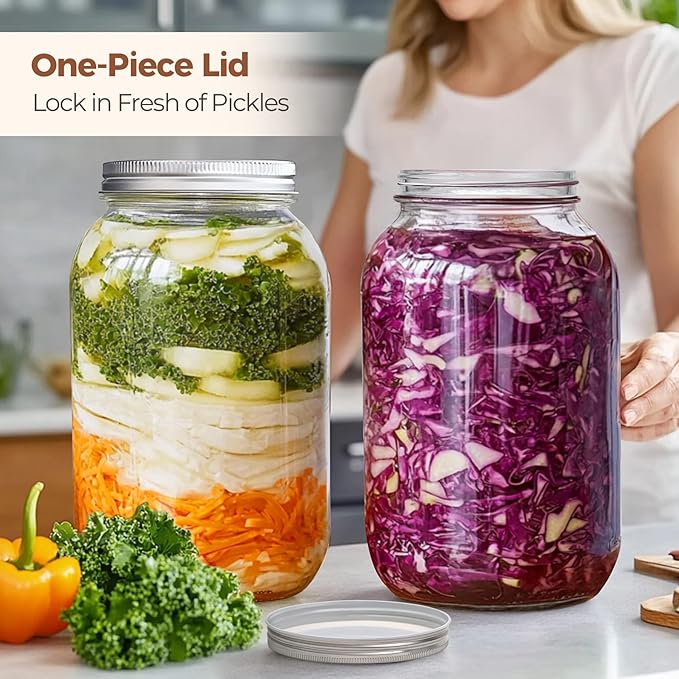 ComSaf 1 Gallon Wide Mouth Mason Jars 2 Pcs, 128 oz Glass Jars - Image 6