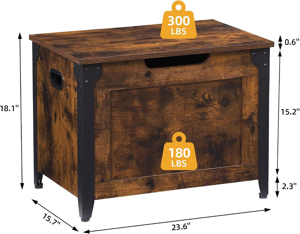 IDEALHOUSE Storage Bench, 23.6" Retro Wooden Storage Chest with 2 Safety...
