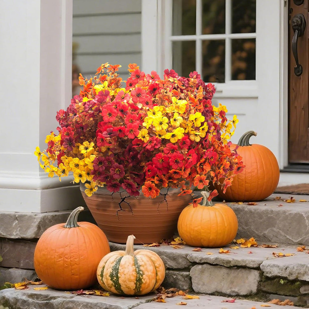 Grunyia 20 Bundles UV Resistant Artificial Fall Flowers for Outdoor - No Main...