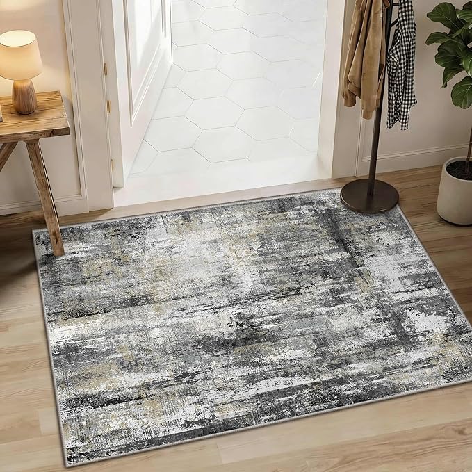 Latte&Fog 2x3 Entryway Rug, Small Modern Abstract Door Mat, Washable Kitchen Rug by LatteFog