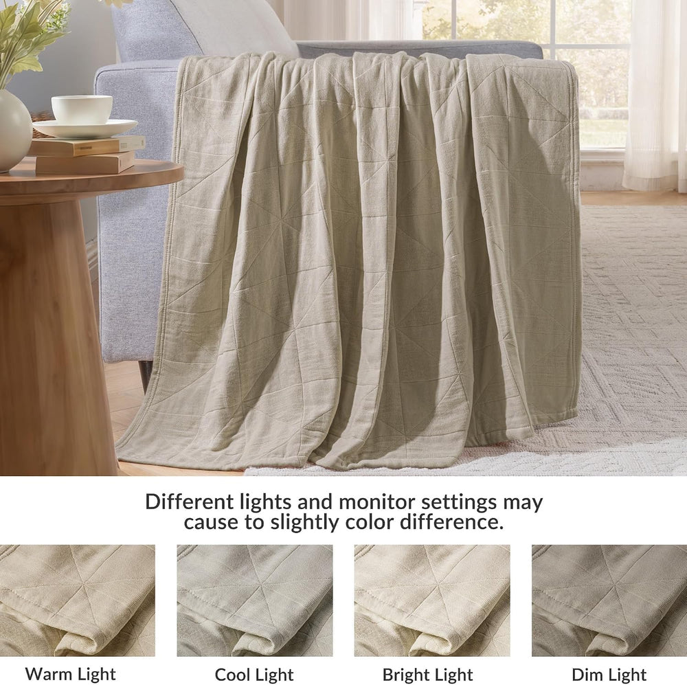Exclusivo Mezcla 4-Layer 100% Cotton Muslin King Size Blanket, Khaki