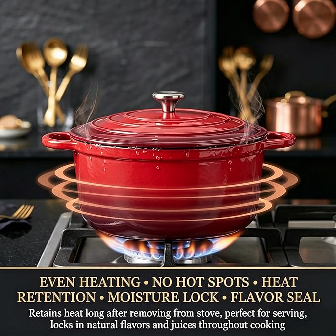 QuliMetal Enameled Cast Iron Cookware Set, 4-Piece Pots and Pans Set - Image 4