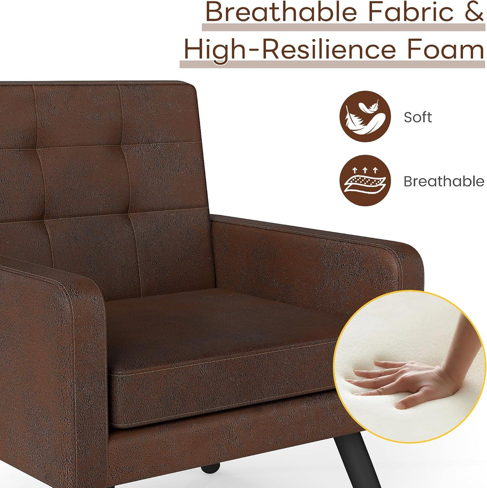 Accent Chair for Living Room, Cozy Faux Leather Armchair, Bronze