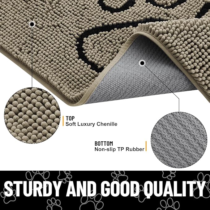 Smiry Dog Door Mat for Muddy Paws, Absorbent Dirt Trapper Non Slip Quick Dry - Image 4