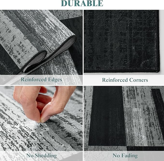LIANLAM 3x5 Washable Area Rugs for Living Room and Bedroom, Vintage Checkered - Image 9