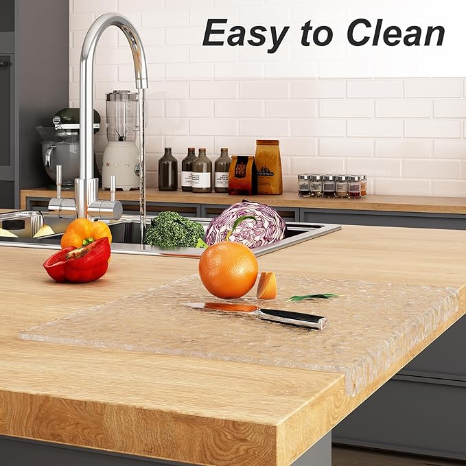 JJL Acrylic Cutting Board with Counter Lip, 24 x 18 Inches, and Vegetables - Image 4