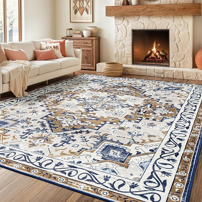 Rugflix 9x12 Area Rug for Living Room, Machine Washable Area Rugs by RugflixAreaRugs
