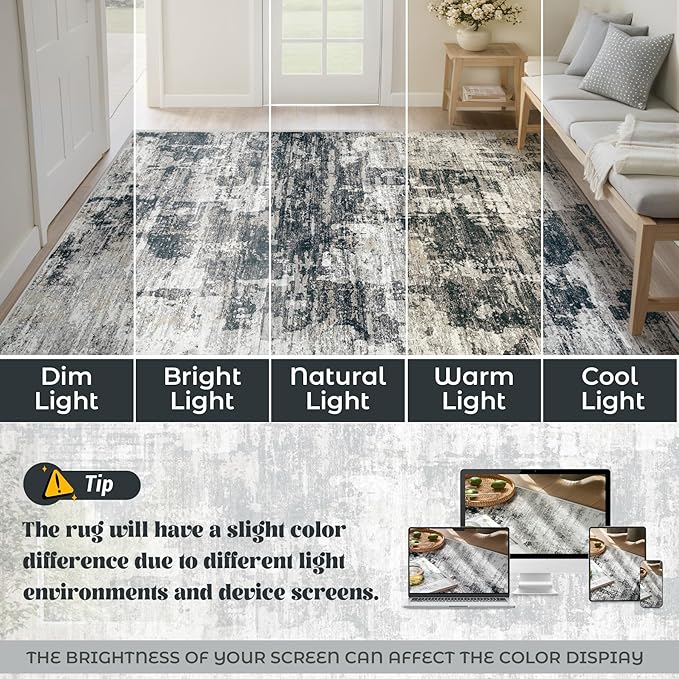 XLUEZ 5x7 Area Rugs for Living Room, Washable Modern Abstract Large Area Rug - Image 8