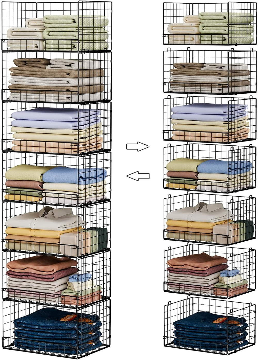 Yociyoga 7-Tier Stackable Closet Organizers and Storage Shelves, Foldable