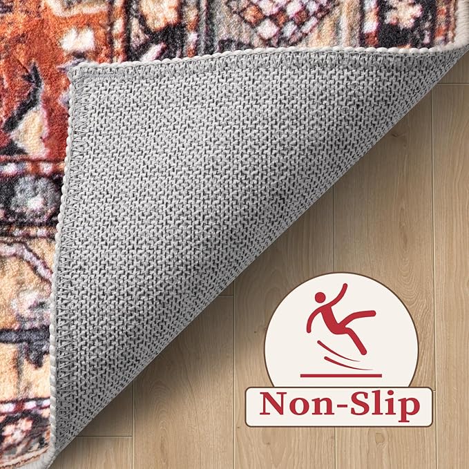 SERISSA Washable Rugs 9x12 Area Rugs, Large Non-Slip Boho Living Room Rug - Image 4