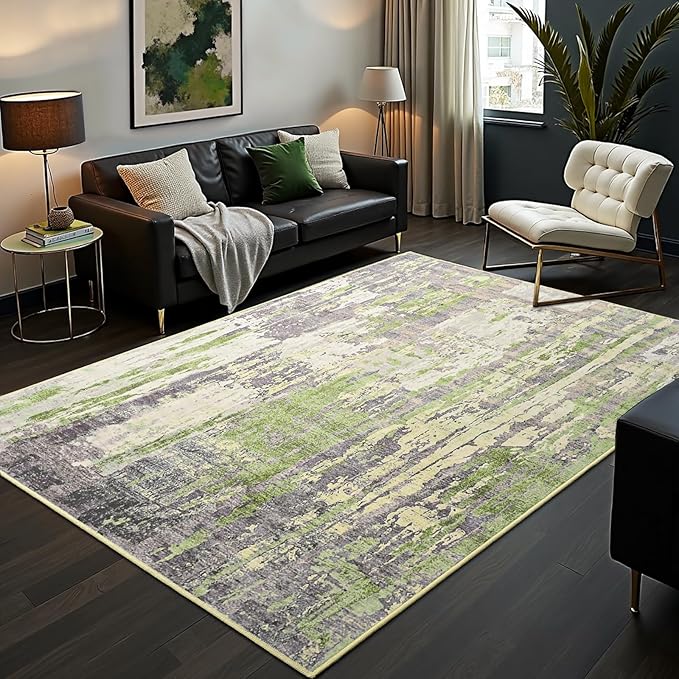 Toneed Abstract Area Rug Modern Washable Rug Soft Non Slip Rug Low Pile by Toneed