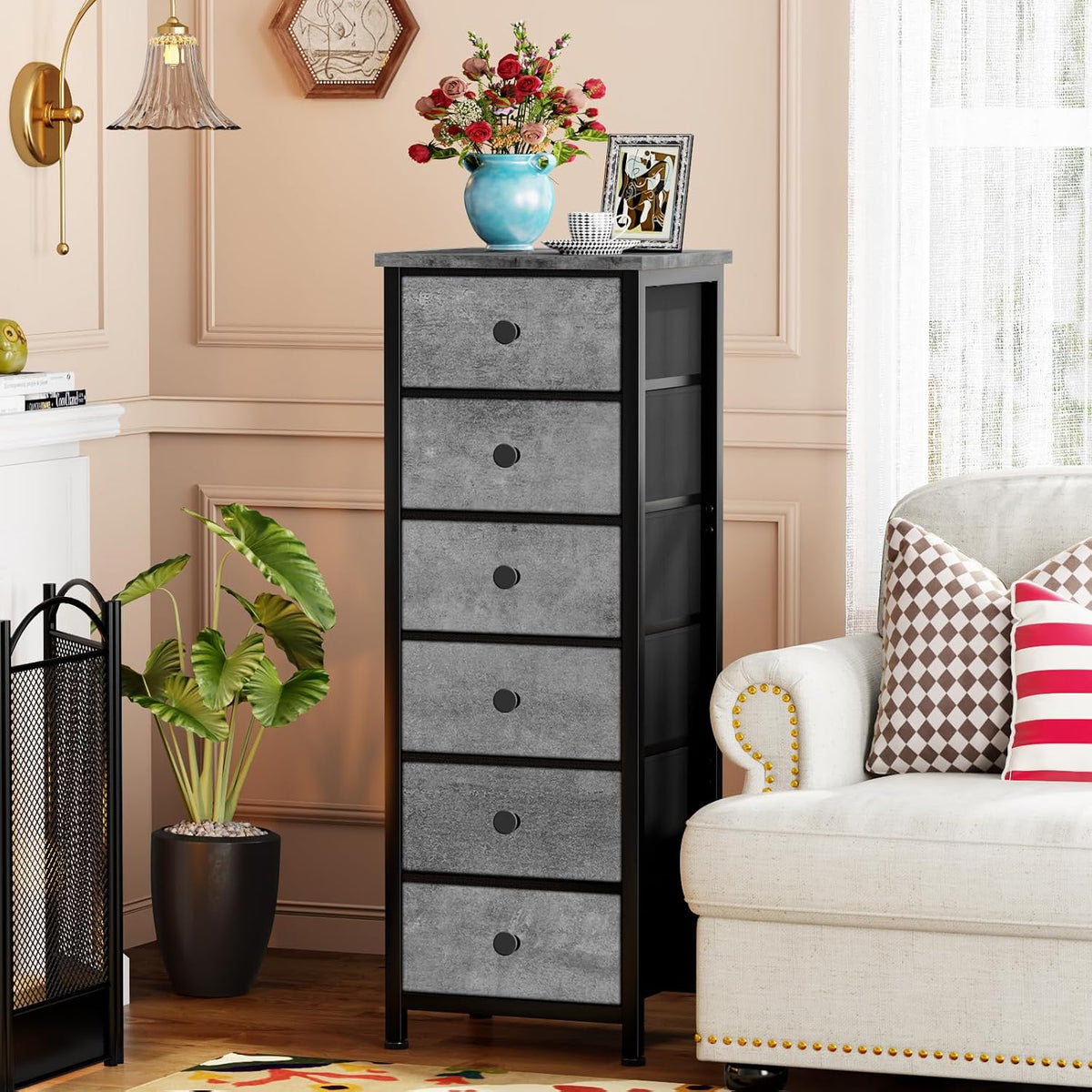 vasicar tall dresser with 6 large drawers, small shown in use