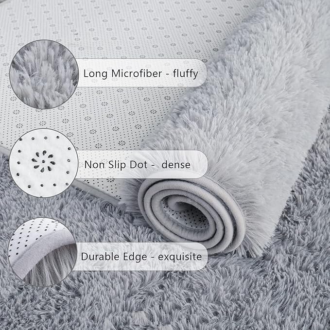 Chicrug Soft Runner Rugs for Bedroom Living Room Plush Fluffy Rug 2x6 Feet - Image 3