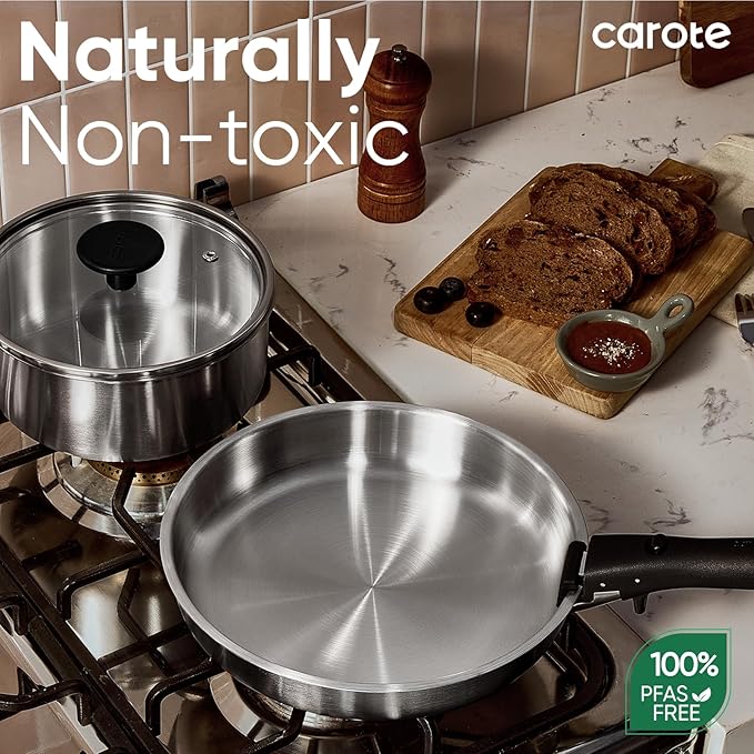 CAROTE Pots and Pans Set, Stainless Steel Cookware Set Detachable Handle - Image 3