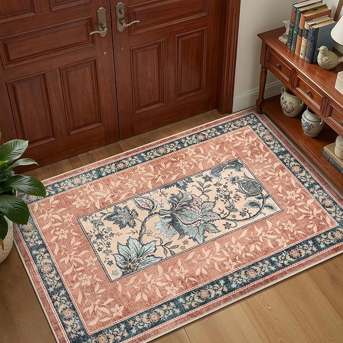 GarveeHome Terracotta Teal 2x3 Door Mat Indoor Rugs by GarveeHome