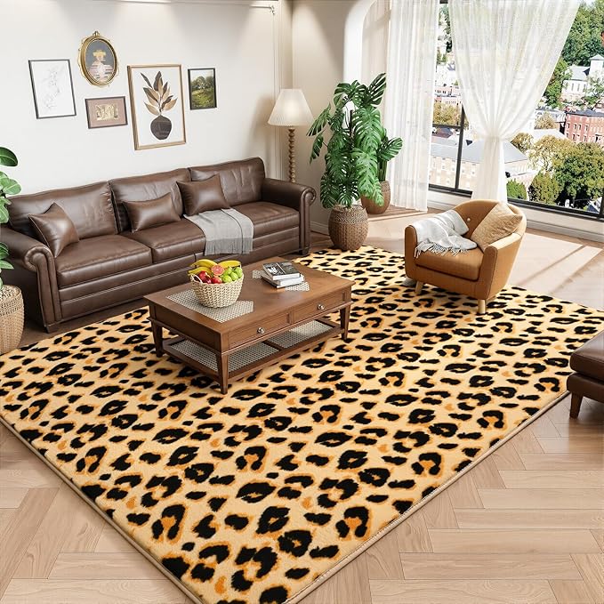 Amearea Soft Leopard Rugs for Bedroom Living Room, 6x9 Modern Cheetah Print by AmeareaDirect