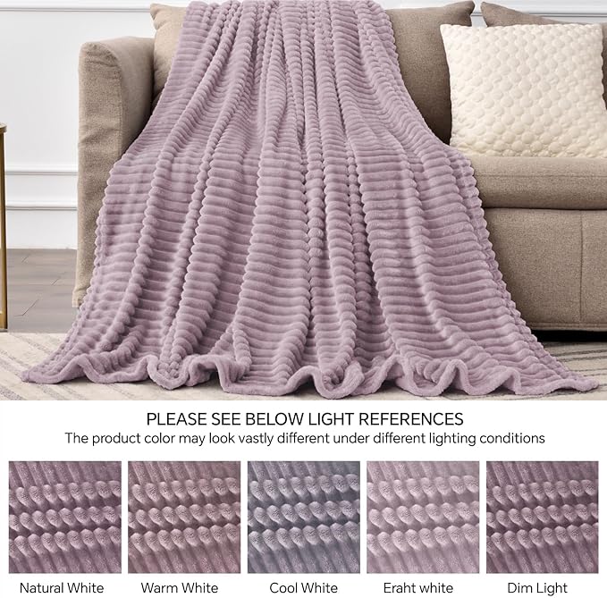 BEDELITE Fleece Blanket Twin Size – 3D Ribbed Jacquard Soft and Warm Decorative - Image 5
