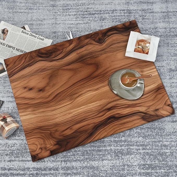 Wood Grain Dish Drying Mat Brown Vintage Natural Walnut Wooden Board Drying - Image 7