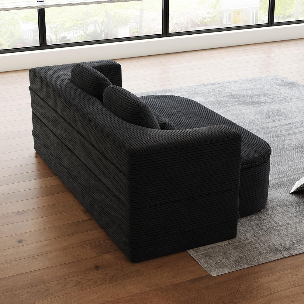 Antetek Convertible Sleeper Sofa, Modern Folding Futon Corduroy Floor Foam Co...