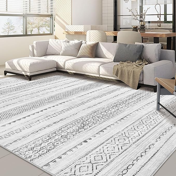 Nakagishi 10x12 Area Rug Living Room: Washable Boho Large Neutral Modern Soft by NakagishiAreaRug