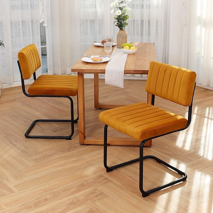 ONEVOG Velvet Dining Chairs Set of 2, Upholstered Kitchen Dining Room Chair, ...