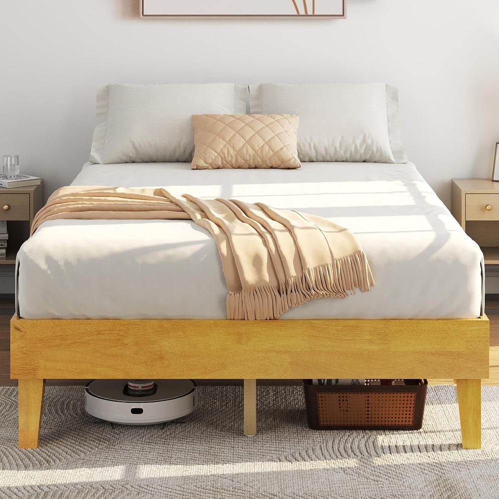Yaheetech Full Size Solid Wood Platform Bed Frame Low-Profile Natural Wood