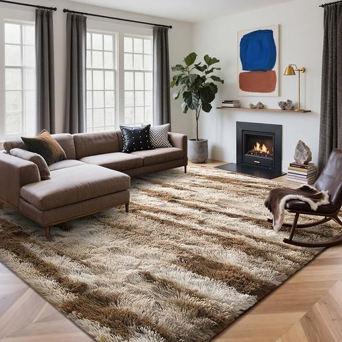 4x6 Ft Shag Area Rug for Bedroom Living Room, Tie-Dyed Ultra Soft Fluffy Furry - Image 2