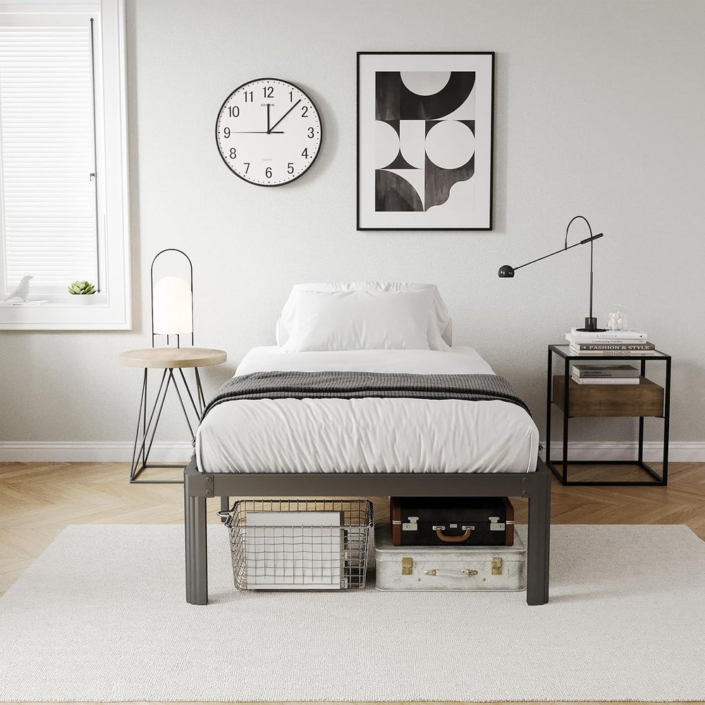 KERAMIK 12 Inch High Twin Bed Frames No Box Spring Needed, Metal Bed Frame Tw...