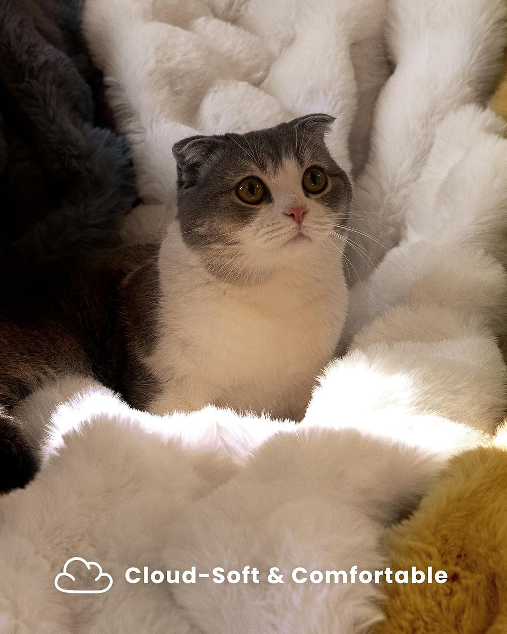 Ultra Soft Cozy Faux Fur Throw Blanket, Fuzzy Plush Thick Bubble Blanket, Lux...