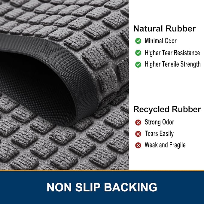 Smiry Front Door Mat Outside Entrance, Heavy Duty Natural Rubber Doormat - Image 4