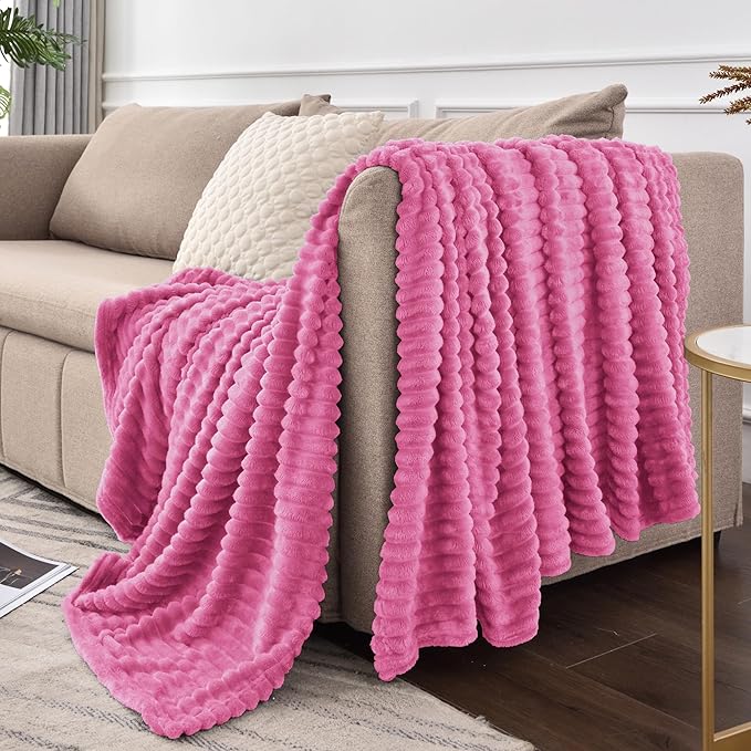 BEDELITE Fleece Blanket Twin Size – 3D Ribbed Jacquard Soft and Warm Decorative - Image 9