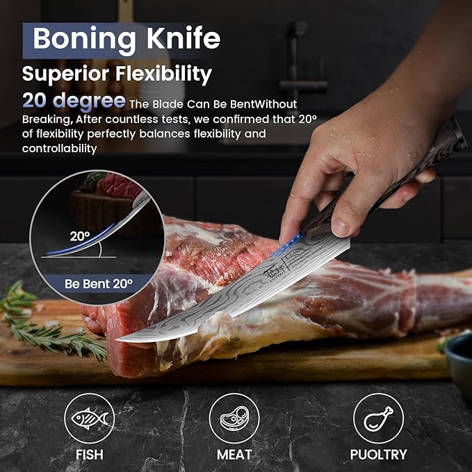 SYOKAMI Butcher Knife Set, Meat Cleaver Chef Knife Set, Japanese Style High - Image 3