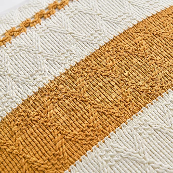 Fancy Homi Set of 1 Mustard Yellow Fall Decorative Throw Pillow Cover 18x18 Inch - Image 4