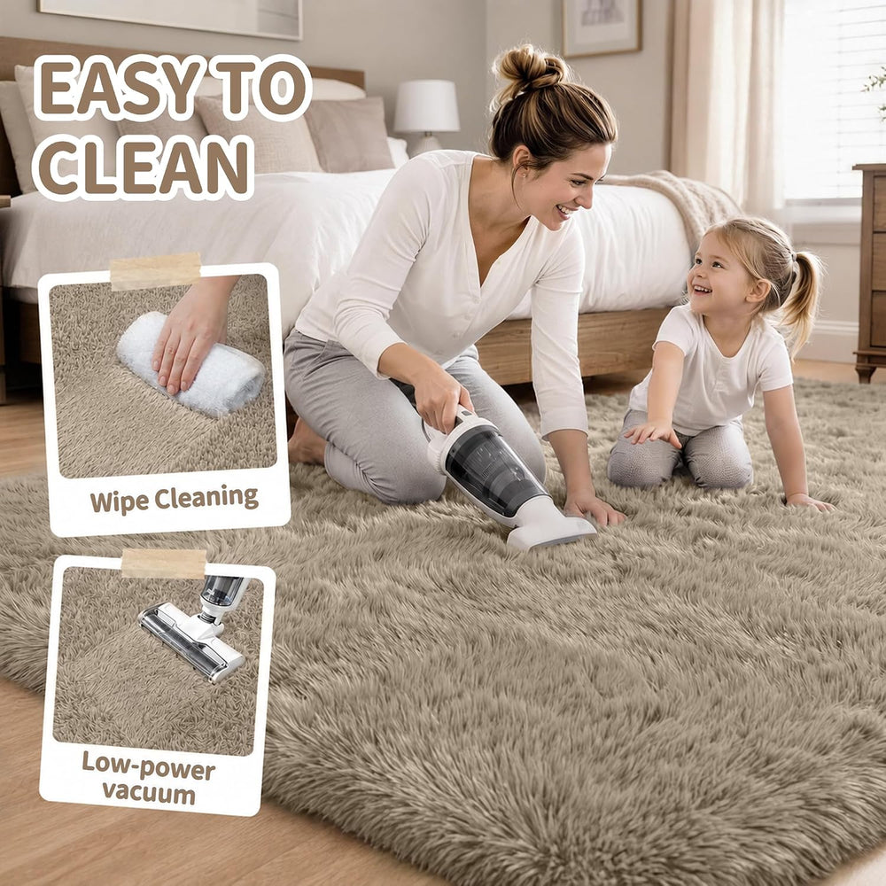 6x9 Area Rugs for Living Room Bedroom,Ultra Soft Fluffy Shag Rug Gray Beige