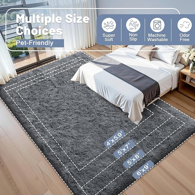 OLANLY Area Rugs for Living Room Bedroom, Machine Washable 4x5.9 ft Soft Fluffy - Image 9