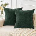 MIULEE Pack of 2 Green Throw Pillow Covers 20x20 Inch Soft Chenille Pillow by MIULEE