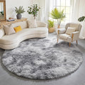 ONASAR Tie-Dyed Light Grey Round Area Rugs 6ft, Ultra Soft Bedroom Circle Rug by ONASAR