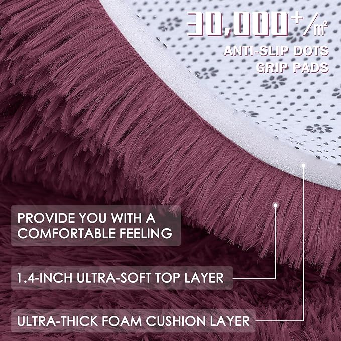 OLANLY 3x5 Machine Washable Small Bedside Rug, Soft Fluffy Shaggy Rugs - Image 8