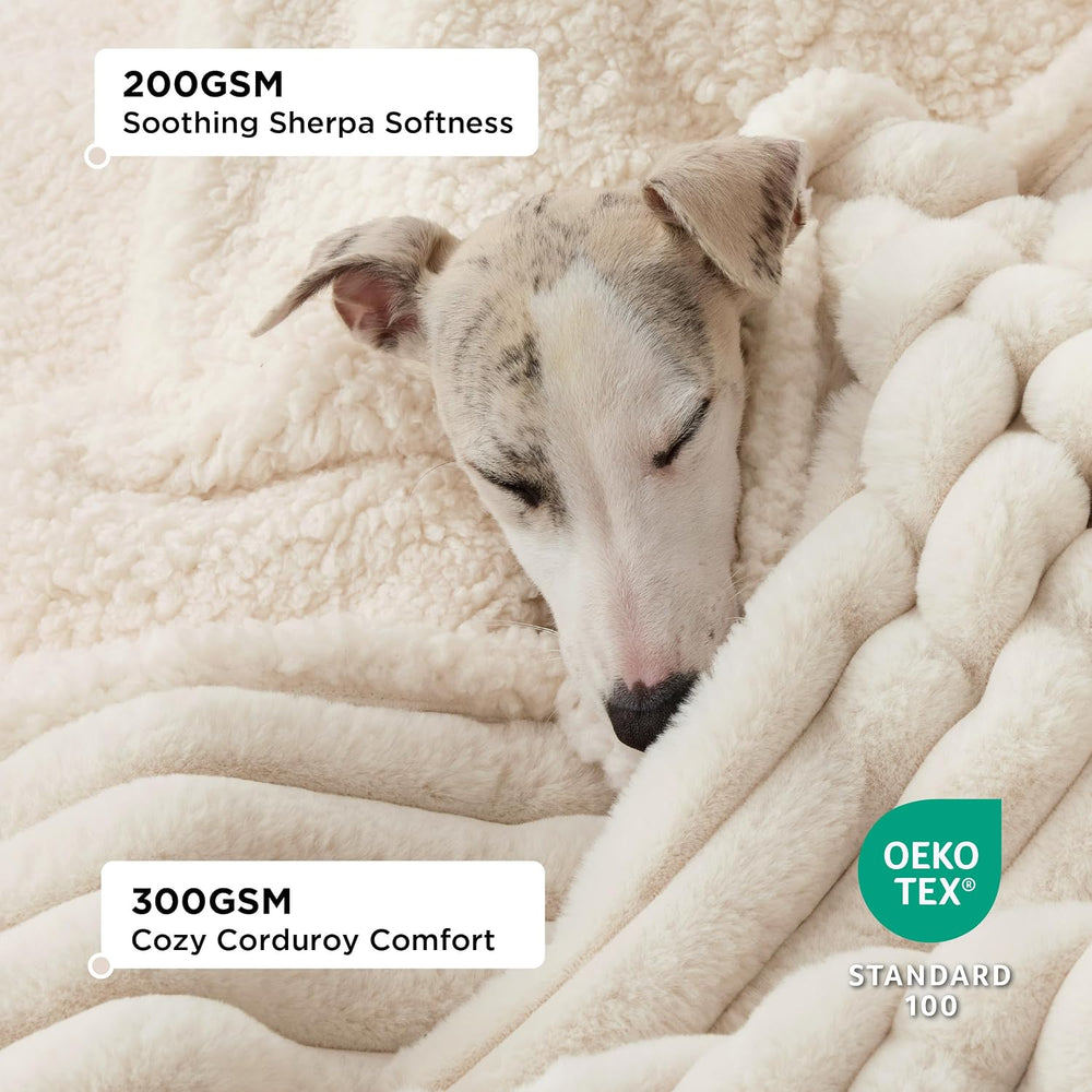 Bedsure ComfyFleece® Waterproof Blanket for Bed, King（86"x108"） Cream