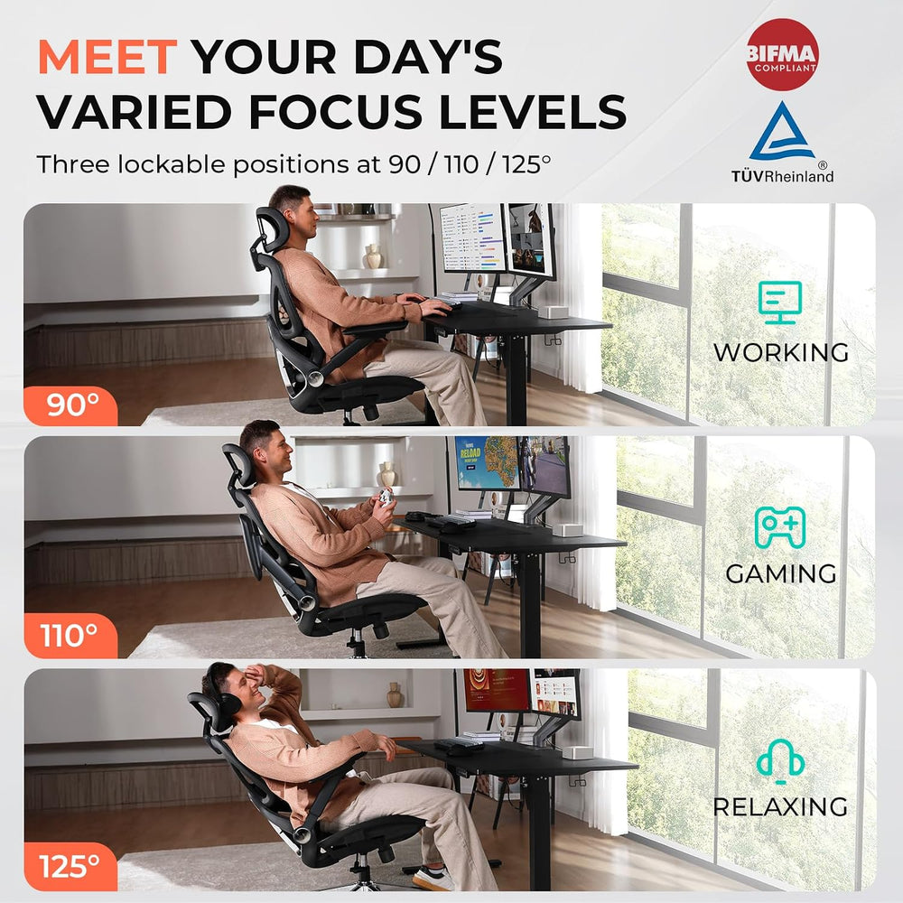 Ergonomic Mesh Office Chair, Adjustable Lumbar High Back Desk Chair 400lbs, 4...