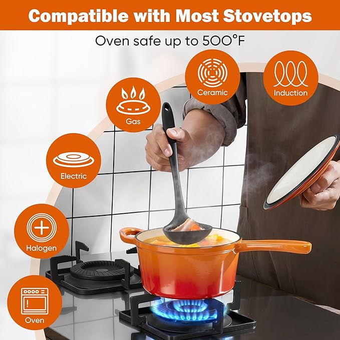 Homikit 1 QT & 2 QT Saucepan Set, Enameled Cast Iron Saucepan - Image 4