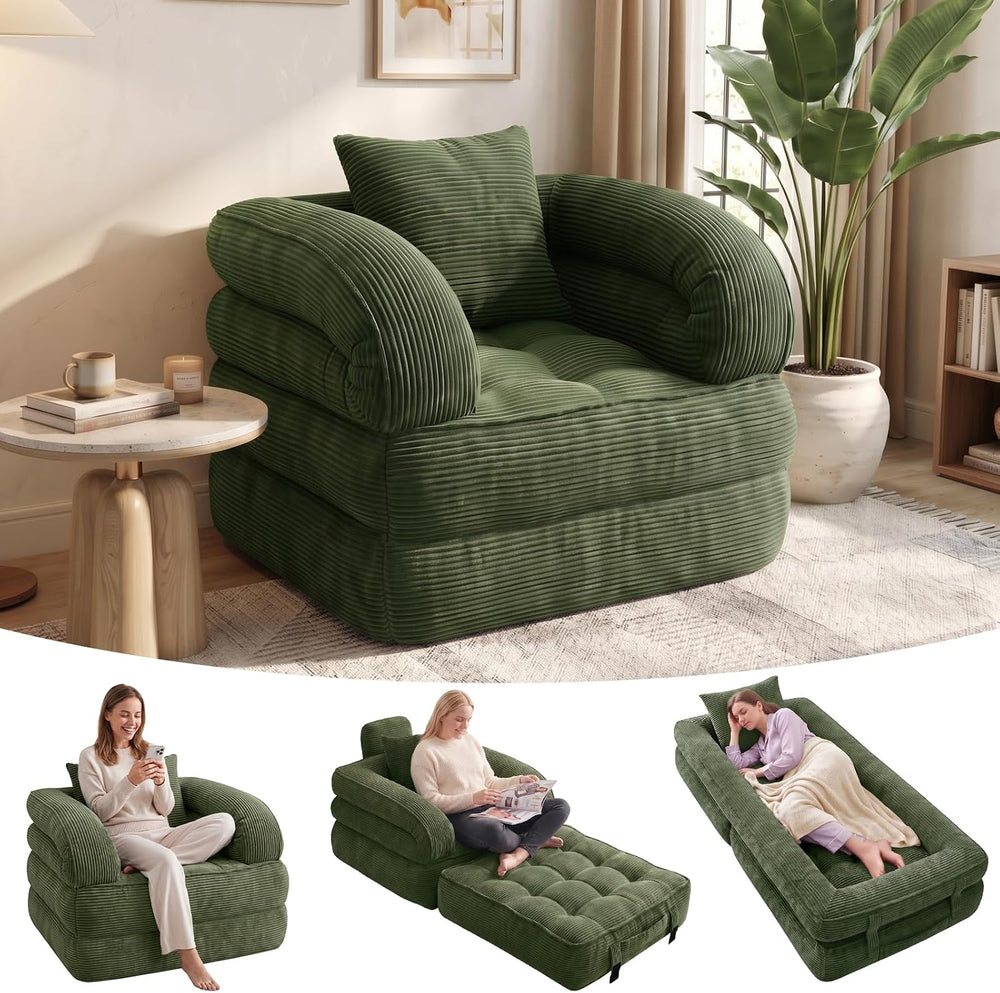 Convertible Sofa Bed, 3-in-1 Folding Sleeper Chair Bed with Pillow