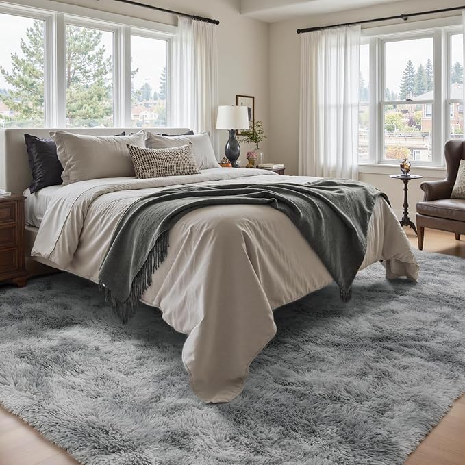 5x7 Ft Shag Area Rug for Bedroom, Tie Dyed Ultra Soft Fluffy Furry Rugs for - Image 2
