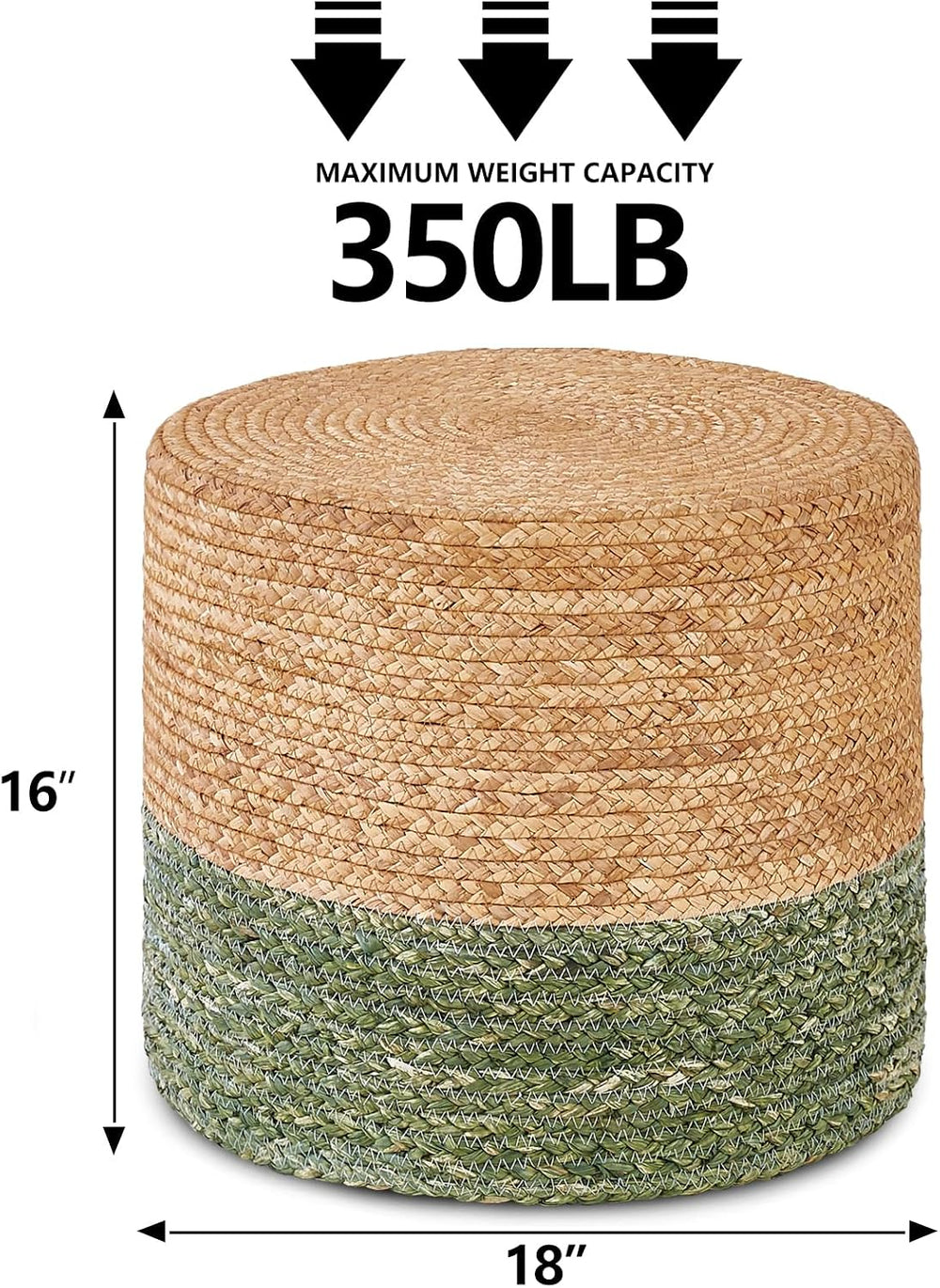 18'' Ottoman Pouf Natural Braided Poof Rustic Handweave Lounge Pouffe