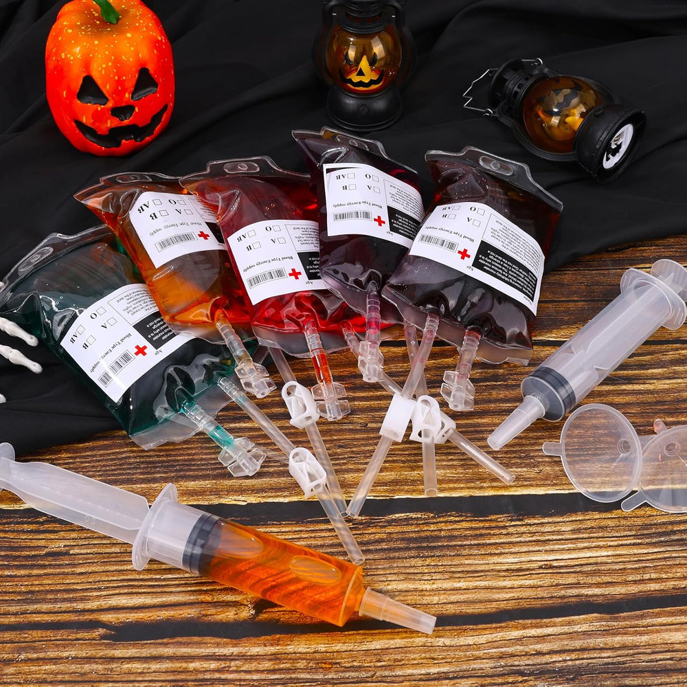 tchrules 54 Pcs Blood Bags for Drinks Halloween Party Decorations, Reusable B...