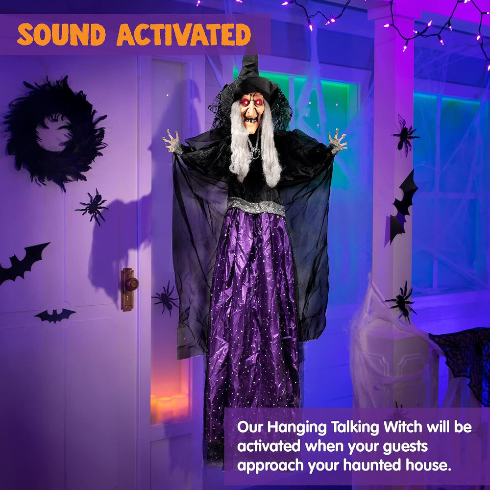 JOYIN 47” Animated Witch Halloween Decorations Outdoor Indoor, Scary Hallowee...